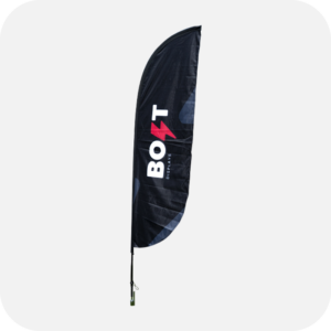 12' feather flag – single side print + fiberglass poles + premium carry bag + ground stake